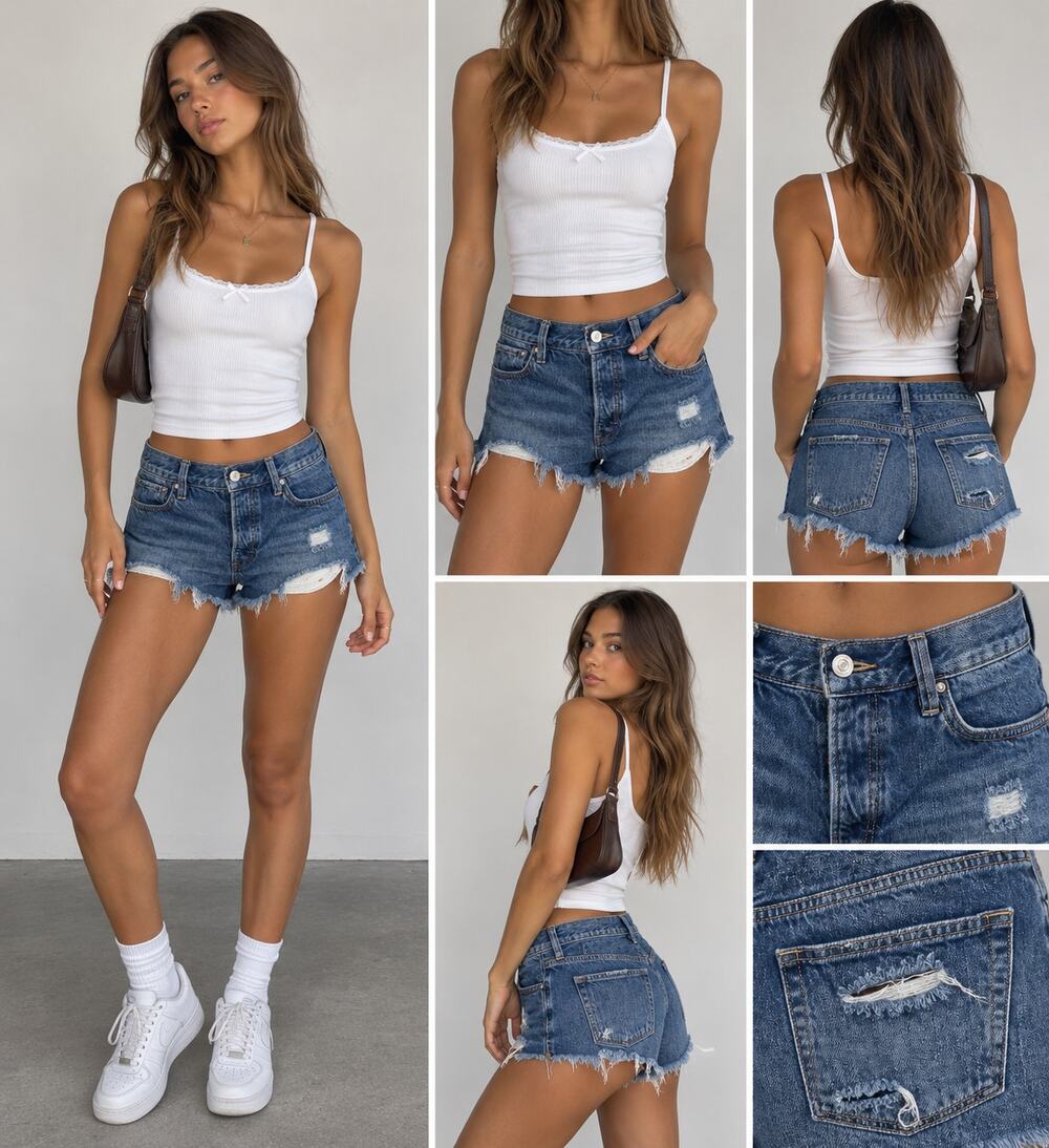 We The Free Twenty Seven Denim Shorts Blue Distressed Raw Hem Button Fly